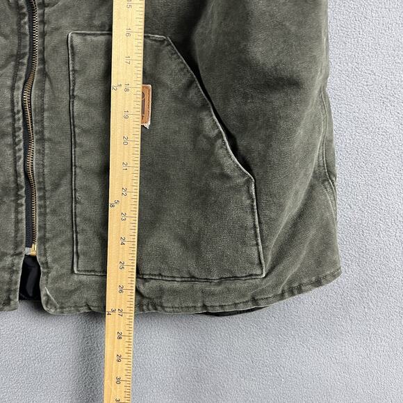 Vintage Carhartt Vest Mens 2XL Moss Green Quilted Canvas Full Zip Workwear - Picture 7 of 7